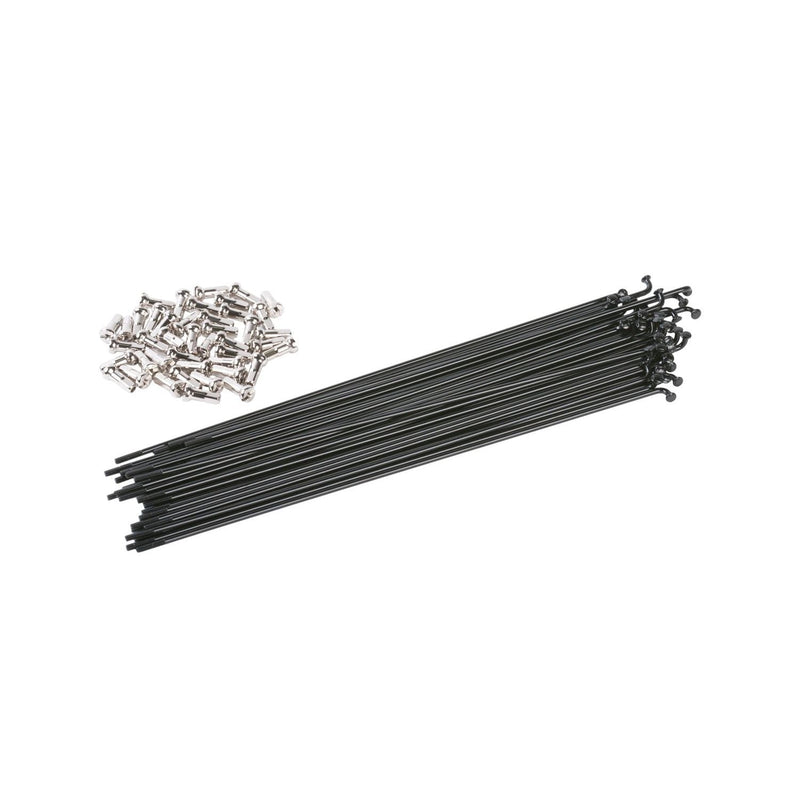 ODYSSEY 14G SPOKES black stainless steel BMX spokes with silver nipples set