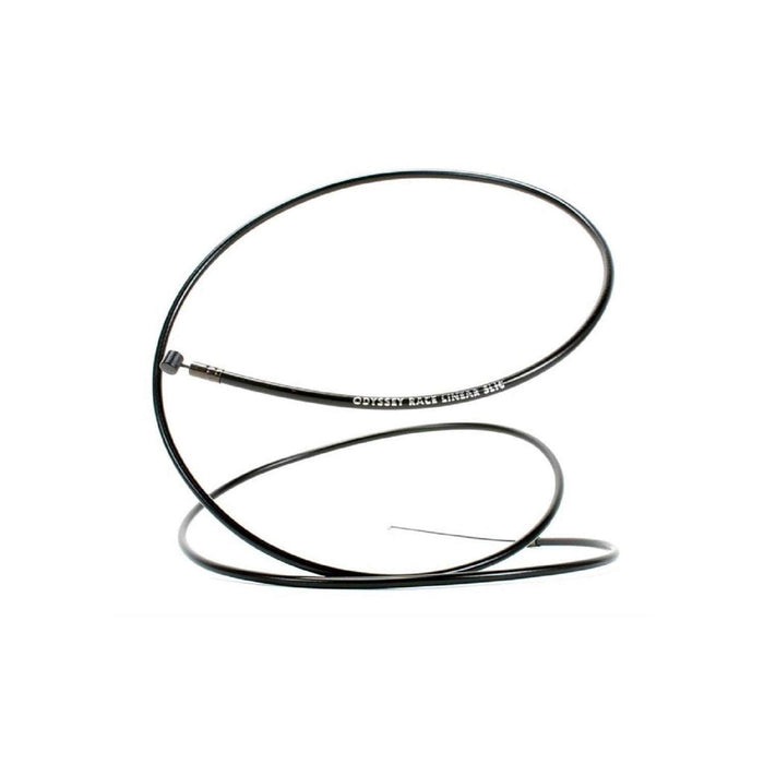 Black Odyssey Race Linear Slic brake cable with aluminum housing and volcano ferrules for lightweight, weatherproof performance.