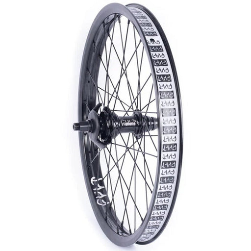 CULT ASTRONOMICA freecoaster rear BMX wheel with black rim and hub featuring branded spoke decals