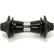 Black CULT MATCH front hub axle set with female axle, bearings, cones, and bolts with washers