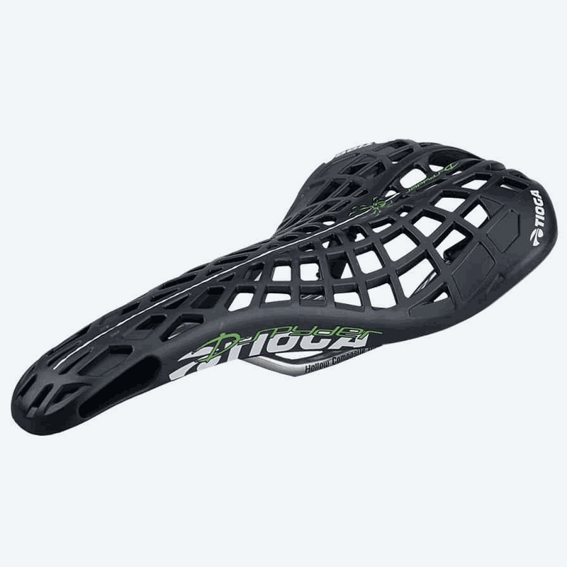 TIOGA D-SPYDER Original lightweight black bicycle seat with ergonomic cutout design and carbonite composite shell