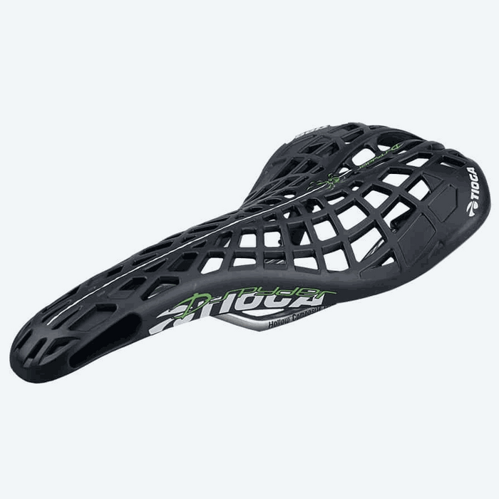 TIOGA D-SPYDER Original lightweight black bicycle seat with ergonomic cutout design and carbonite composite shell