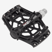 Tioga Dazz MX black die-cast alloy compact BMX bike pedal with replaceable traction pins and 2DU dual bushing system