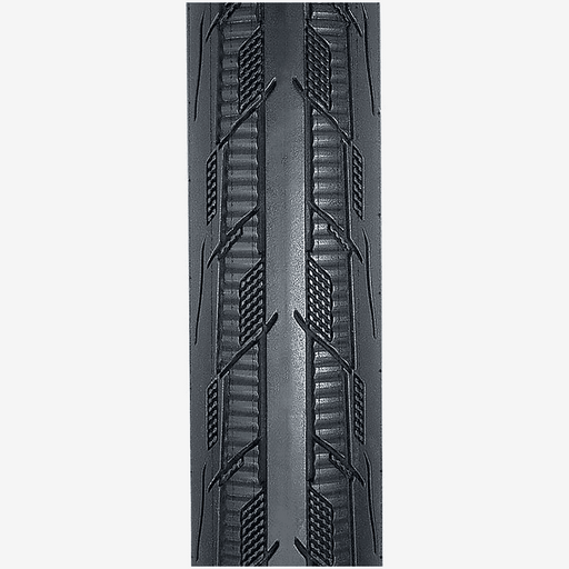 Close-up of Tioga FASTR REACT S-Spec tire tread with paddle-like serrated shoulder design for improved acceleration and traction