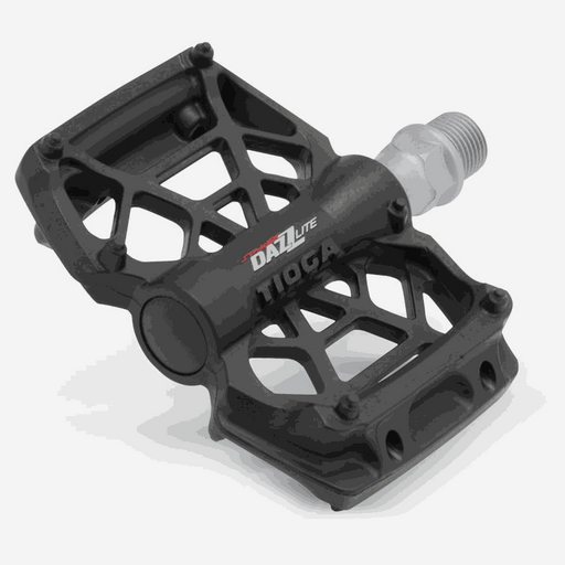Tioga Spyder Dazz Lite black thermoplastic bicycle pedal with 2DU dual bushing system and 9/16” boron axle.