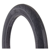 Black CULT AK TIRE Alex Kennedy signature BMX tire with textured tread pattern for street and park riding