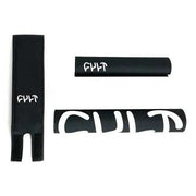 3-piece black CULT EYES LOGO pad set for handlebar crosstube, stem, and toptube protection