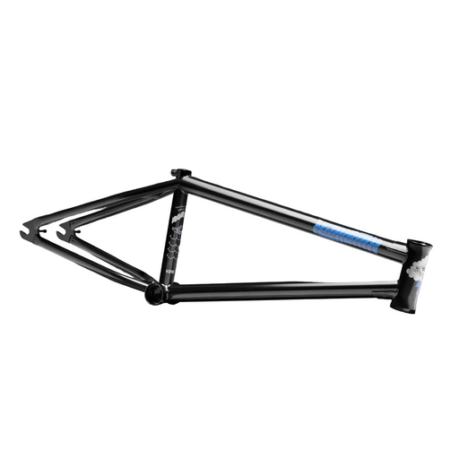 Kink Cloud Frame Travis Hughes black chromoly BMX bike frame with clean lines and integrated chain tensioners