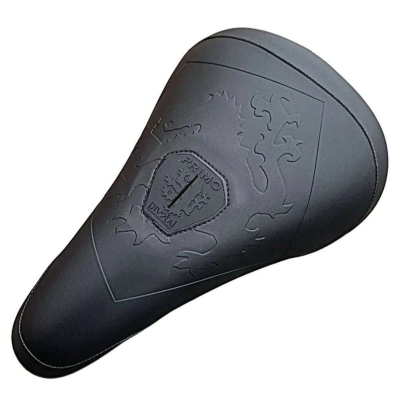 PRIMO BALANCE PENTAGON SEAT black synthetic leather pivotal bicycle seat with embossed logo