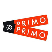 PRIMO BOX LOGO sticker set with bold white text on orange and black background