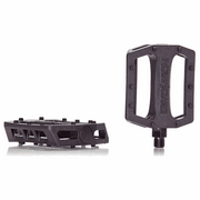 Black DEMOLITION PEDALS TROOPER PC nylon plastic bike pedals with 10 square molded pins and heat-treated CRMO spindle