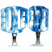 Blue and white Demolition Pedals Trooper PC with nylon plastic body and 10 molded pins for grip