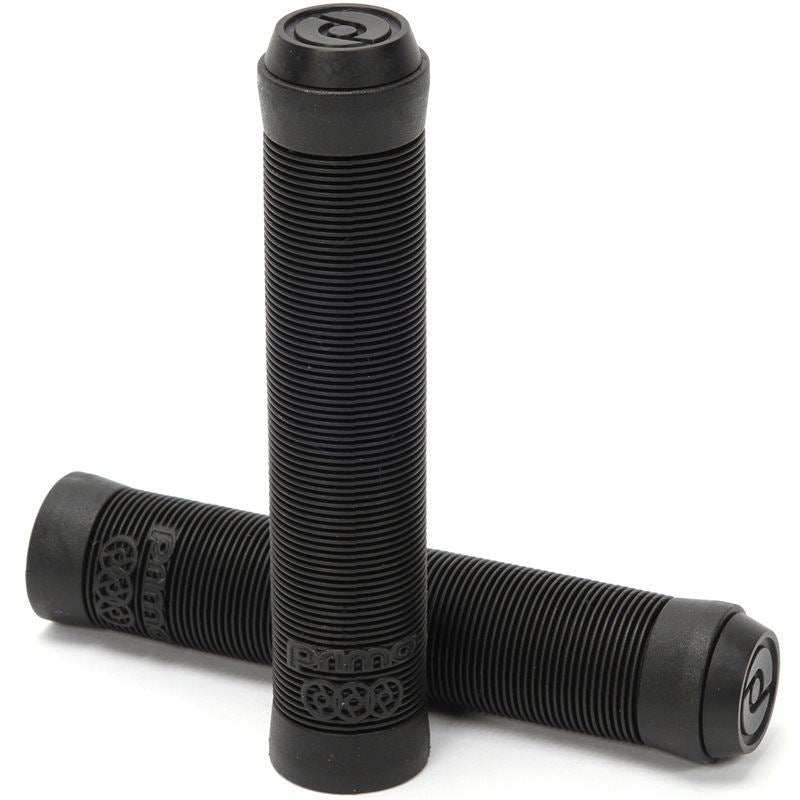Pair of black PRIMO LOGO Grips with ribbed texture for bike handlebars providing control and comfort