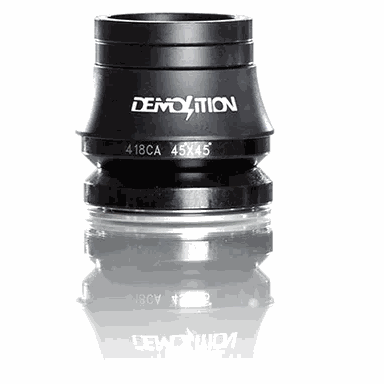 Black Demolition Headset V2 with sealed cartridge bearings and etched logo, Campy spec integrated style.