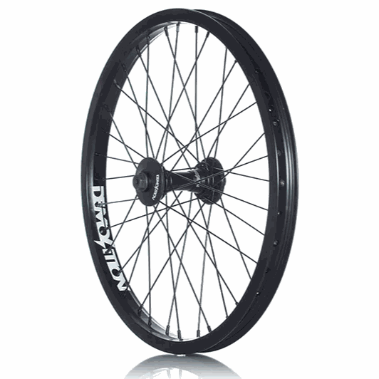 Demolition Whistler Frontwheel with black double walled pinned rim and Whistler front hub