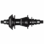 Black Demolition Whistler Lite Cassette Hub with 9t driver and 36H, lightweight aluminum 6061-T6 shell and 14mm heat-treated CRMO axle with allen key insert.