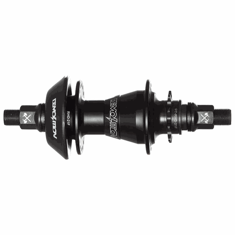 Black Demolition Whistler Lite Cassette Hub with 9t driver and 36H, lightweight aluminum 6061-T6 shell and 14mm heat-treated CRMO axle with allen key insert.