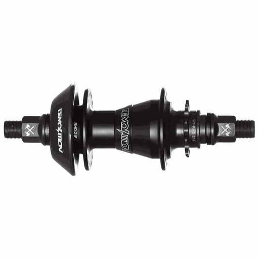 Black Demolition Whistler Lite cassette hub with 14mm axle, 36H, 9t driver, and hub guards, available in RHD and LHD.