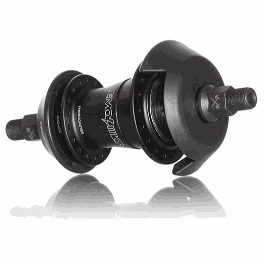 Black Demolition Rotator V4 freecoaster hub with axle and hub guards for BMX bikes