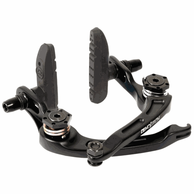 Demolition Vulcan V2 rear U-brake made of 6061 aluminum with sealed bearing pivots and included brake pads, cable triangle, cable, and knarp.