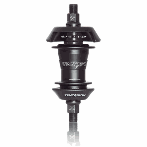 Black Demolition Rotator V4 freecoaster hub with 6061-T6 aluminum shell and 14mm CRMO axle for BMX bikes