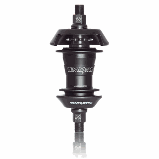 Black Demolition Rotator V4 freecoaster hub with 6061-T6 aluminum shell and 14mm CRMO axle for BMX bikes