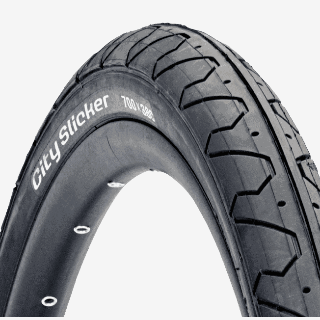 Tioga City Slicker Tire with slick tread and water dispersing grooves for fast rolling and reliable city commuting