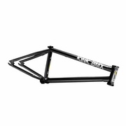 KINK Crosscut Frame black BMX bike frame with double-butted toptube and downtube, integrated seat post clamp, and removable brake mounts.