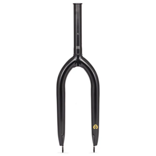 Black ÉCLAT Storm XLT Fork with 24mm or 28mm offset, lightweight 4130 crmo steel, designed for 2.4"+ tires, CNC machined with lifetime guarantee.
