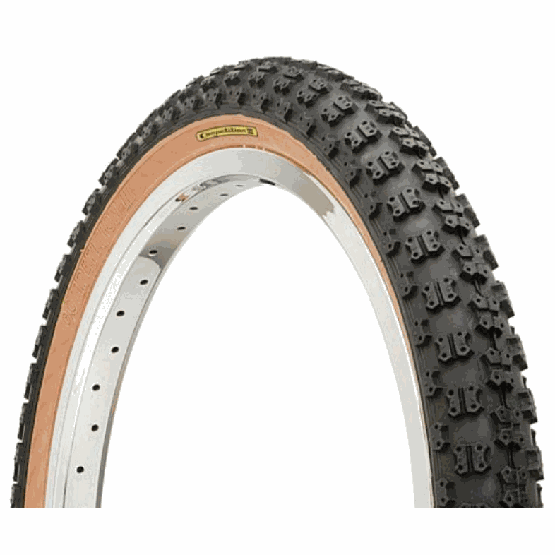 Tioga Comp III Authentic Series Tire with knobby tread, strong sidewalls, and tan sidewall detailing for mountain biking.