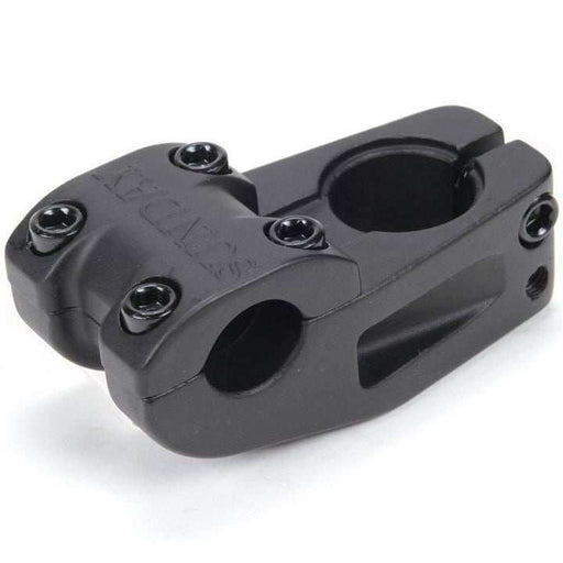 Sunday Freeze top-load stem made of die-cast aluminum with forged 6061-T6 face plate, lightweight design with recessed sides and bottom.