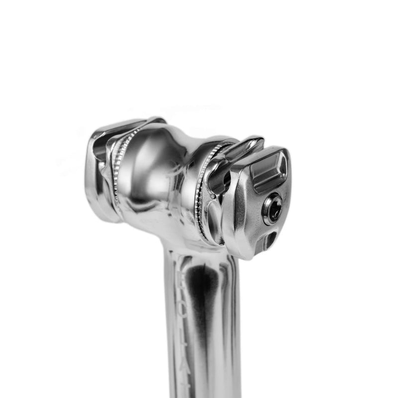 ÉCLAT EXILE Railed Seat Post, 6061-T6 alloy, 230mm length, one-bolt clamp, available in black and silver polished.