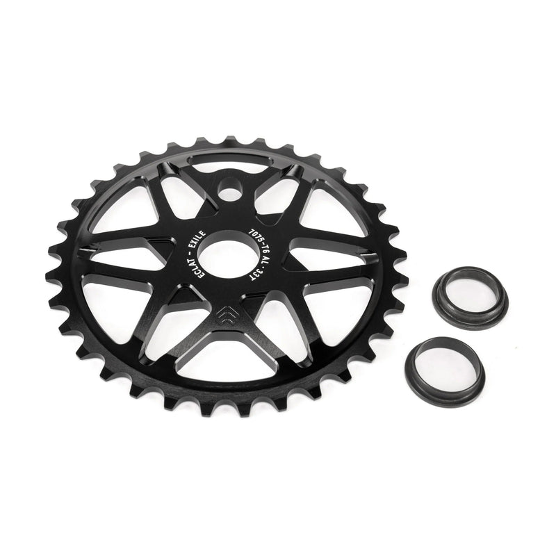 ÉCLAT EXILE CHAINRING, 7075-T6 alloy, multi-spoke profile, includes adaptors for 24, 22, 19mm spindles.
