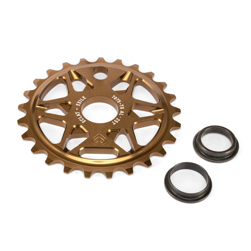 ÉCLAT EXILE CHAINRING in bronze with adaptors, made from 7075-T6 alloy, featuring multi-spoke design.