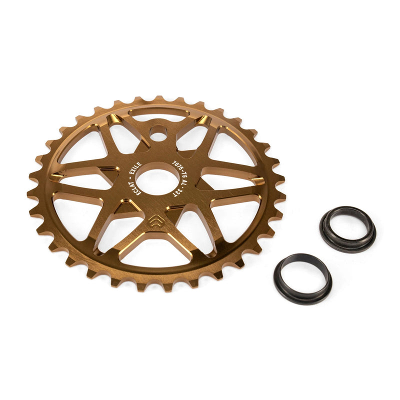 ÉCLAT EXILE CHAINRING, multi-spoke design, 7075-T6 alloy, CNC finish, includes adaptors.