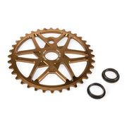 ÉCLAT EXILE CHAINRING with multi-spoke design, made from 7075-T6 alloy, includes adaptors for various spindle sizes.