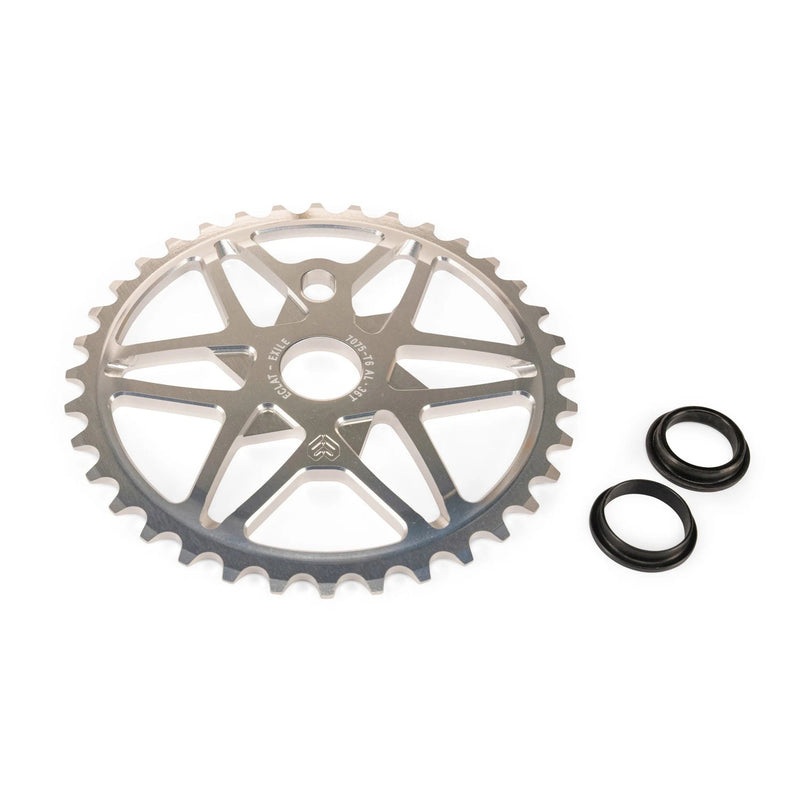 ÉCLAT EXILE CHAINRING multi-spoke design, 7075-T6 alloy, available sizes 25t-36t, adaptable to 24, 22, 19mm spindles.