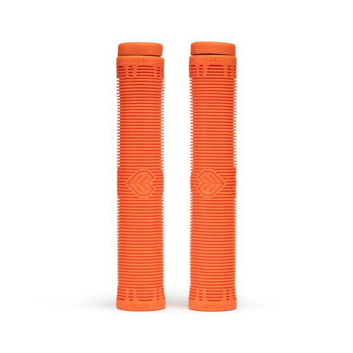 ÉCLAT FILTER GRIP ribbed flangeless bike grips in orange, 164mm length with Corx V2 barends.
