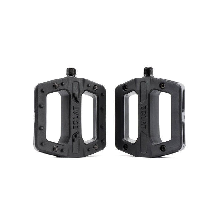 ÉCLAT JUGGERNAUT PEDAL featuring a large platform, black color, and durable design for street riding.