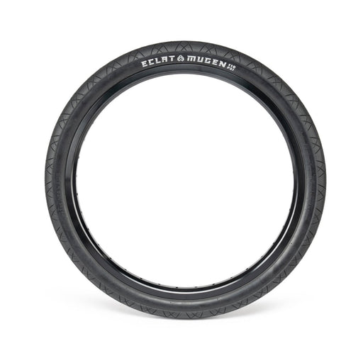 Éclat Mugen Tire for flatland BMX, black, race-spec rubber, ultra-round profile.