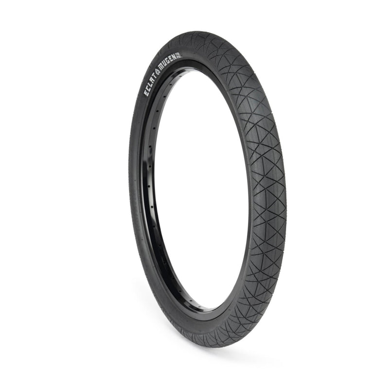 Éclat Mugen Tire for BMX flatland riding in black with unique race-spec rubber compound.
