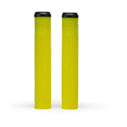Yellow ÉCLAT Shogun Grip bicycle handlebar grips with flangeless design and ribbed texture, made of durable soft VEX K rubber with Techbolt barends.