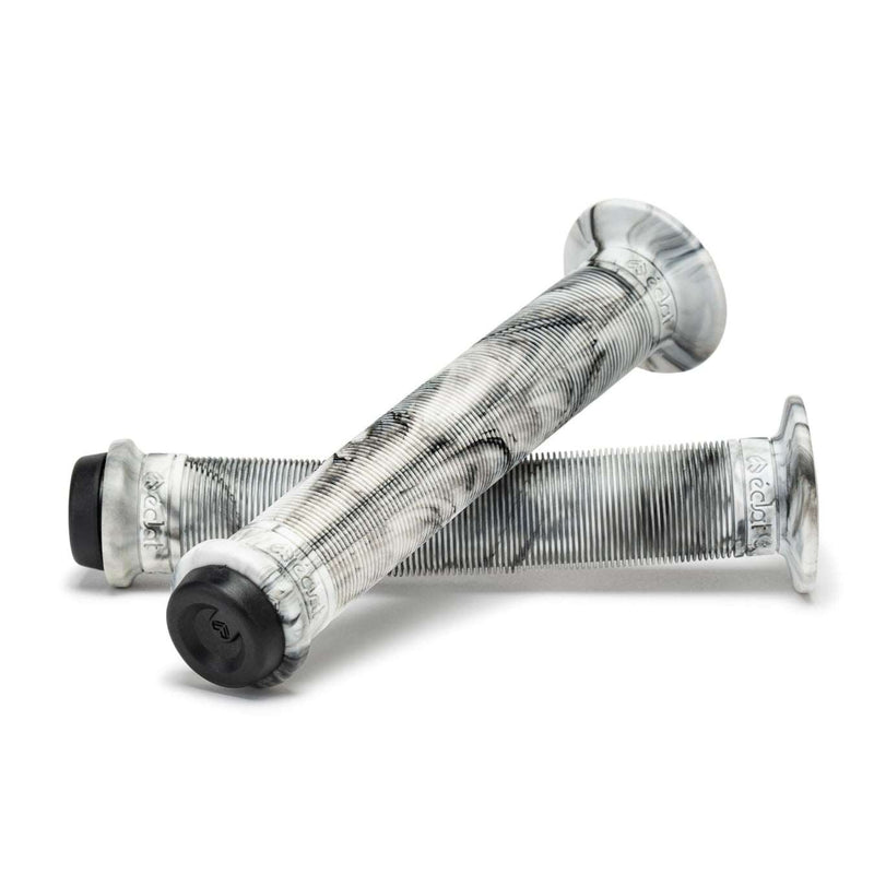 Two ÉCLAT ZAP GRIP super long BMX handlebar grips with ribbed pattern and clear black-gray design including corkx V2 bar ends