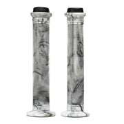 Pair of ÉCLAT ZAP GRIP long ribbed bicycle grips in marble pattern with tall and low flange options and Corkx V2 bar ends