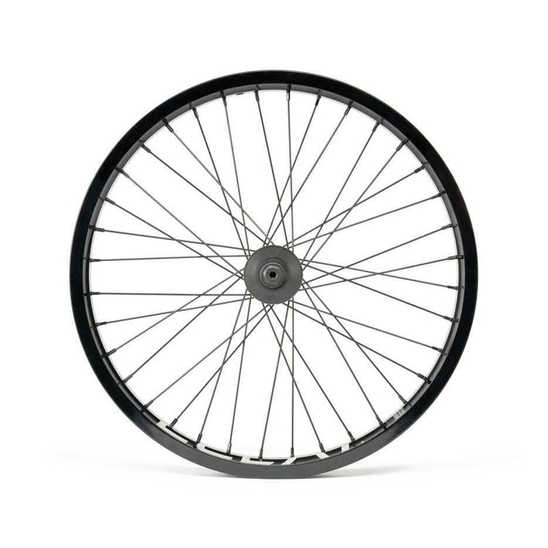 ÉCLAT BONDI/CORTEX OS front wheel with 6066-T6 alloy rim, 36 spokes, and sealed oversized bearings in black color