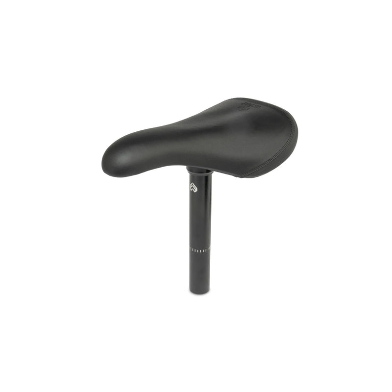 Lightweight BMX ÉCLAT COMPLEX 2024 COMBO SEAT with adjustable foam density and black 6061-T6 alloy post.