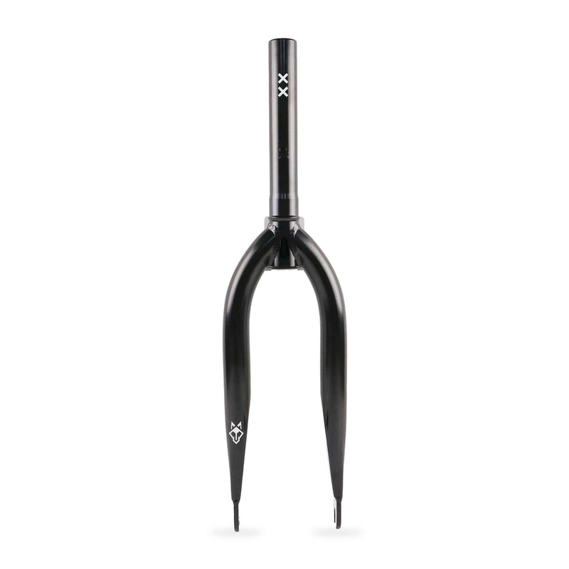 Black ÉCLAT Coyote Fork with slimmed flatland design for 1.75"-1.95" tires, heat-treated 4130 crmo, CNC machined dropouts, and lifetime guarantee
