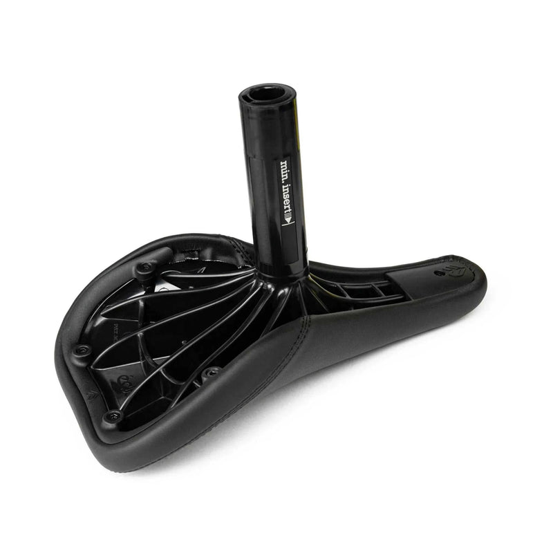 Black Unify Combo Seat with alloy core and durable Cordura cover, designed for low seat riding with a larger base for support