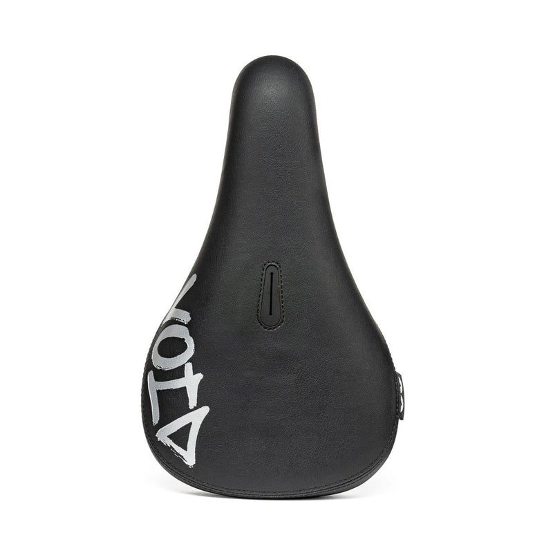 ÉCLAT VOID Pivotal BMX Seat with custom artwork, black, slim padding.