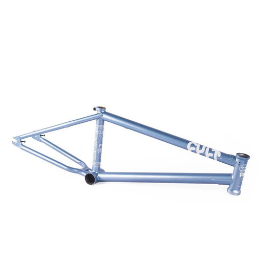 CULT GEORGE NTAVOUTIAN shorty IC2 BMX bike frame in blue with reinforced tubing and integrated headtube.
